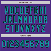 Custom Purple Teal-Black Bomber Full-Snap Varsity Letterman Two Tone Jacket