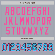 Custom Gray Sky Blue Black-Pink Bomber Varsity Letterman Zipper Jacket