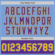 Custom Light Blue Gold-Purple Bomber Varsity Letterman Two Tone Zipper Jacket