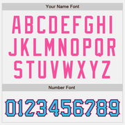 Custom White Black Pinstripe Sky Blue-Pink Bomber Full-Snap Varsity Letterman Jacket