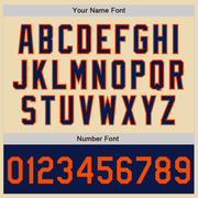 Custom Cream Orange-Navy Bomber Varsity Letterman Two Tone Zipper Jacket