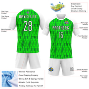 Custom Neon Green White-Black Abstract Shape Sublimation Volleyball Uniform Jersey