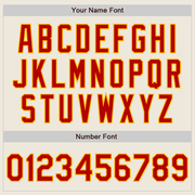 Custom Cream Red-Gold Bomber Full-Snap Varsity Letterman Jacket