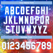 Custom Galactic White-Light Blue 3D Bomber Full-Snap Varsity Letterman Jacket