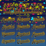 Custom Autism Awareness Puzzle Pieces Navy-Gold 3D Bomber Full-Snap Varsity Letterman Jacket