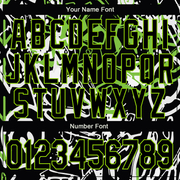 Custom Graffiti Pattern Black-Neon Green Abstract Grunge Art 3D Bomber Full-Snap Varsity Letterman Jacket