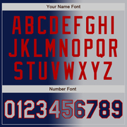 Custom Navy Gray-Red Bomber Full-Snap Varsity Letterman Gradient Fashion Jacket