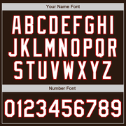 Custom Brown White-Red Bomber Full-Snap Varsity Letterman Jacket