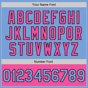 Custom Light Blue Black-Pink Bomber Varsity Letterman Two Tone Zipper Jacket