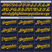 Custom Navy Gold Bomber Full-Snap Varsity Letterman Hoodie Jacket