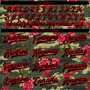 Custom Camo Black-Red Rose 3D Pattern Design Bomber Full-Snap Varsity Letterman Salute To Service Jacket