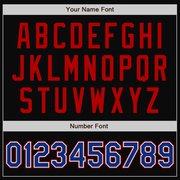 Custom Black Red Pinstripe Royal-White Bomber Full-Snap Varsity Letterman Jacket