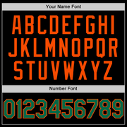 Custom Black Kelly Green-Orange Bomber Full-Snap Varsity Letterman Two Tone Hoodie Jacket