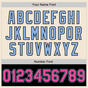 Custom Cream Pink Black-Light Blue Bomber Varsity Letterman Two Tone Zipper Jacket