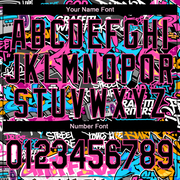 Custom Graffiti Pattern Black Pink Grunge Urban Street Art 3D Bomber Full-Snap Varsity Letterman Jacket