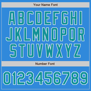 Custom Powder Blue Teal-White Bomber Full-Snap Varsity Letterman Jacket