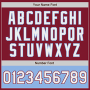 Custom Crimson White-Light Blue Bomber Varsity Letterman Two Tone Zipper Jacket