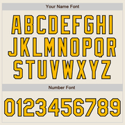 Custom Cream Gold-Black Bomber Full-Snap Varsity Letterman Jacket