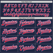 Custom Navy Royal-Red Bomber Full-Snap Varsity Letterman Jacket