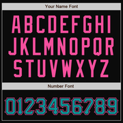 Custom Black Pink Pinstripe Teal Bomber Full-Snap Varsity Letterman Jacket