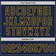 Custom Navy Cream-Gold Bomber Full-Snap Varsity Letterman Two Tone Jacket