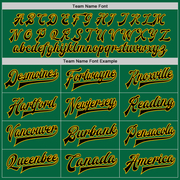 Custom Kelly Green Black-Gold Bomber Full-Snap Varsity Letterman Jacket