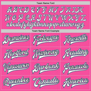 Custom Pink White Black-Light Blue Bomber Full-Snap Varsity Letterman Two Tone Jacket