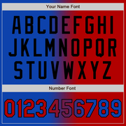 Custom Thunder Blue Red-Black Bomber Full-Snap Varsity Letterman Gradient Fashion Jacket