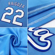 Custom Powder Blue White-Orange Authentic Throwback Rib-Knit Baseball Jersey Shirt