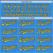 Custom Powder Blue Royal-Yellow Bomber Full-Snap Varsity Letterman Jacket