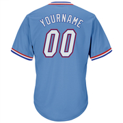 Custom Light Blue White-Royal Authentic Throwback Rib-Knit Baseball Jersey Shirt