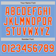 Custom Light Blue Orange-White Bomber Full-Snap Varsity Letterman Two Tone Jacket