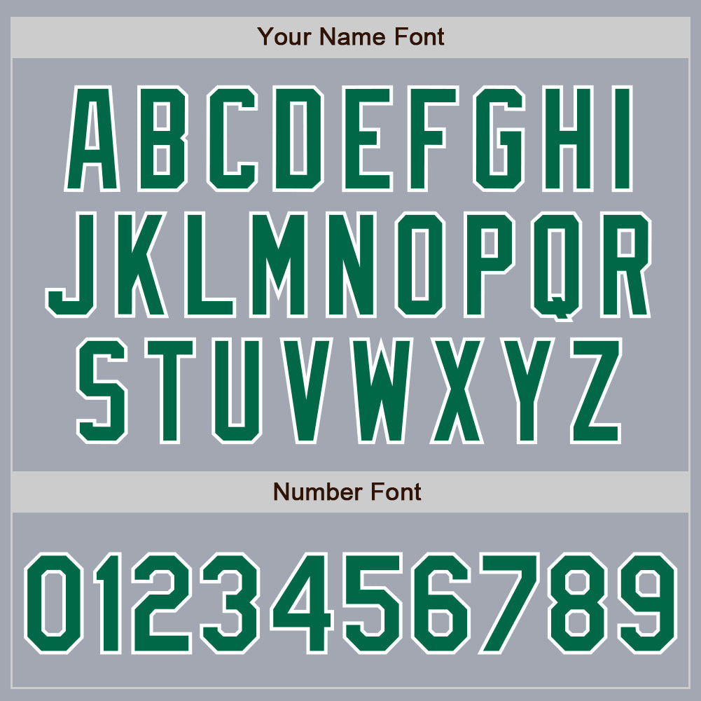 Custom Gray Kelly Green-White Bomber Varsity Letterman Zipper Jacket