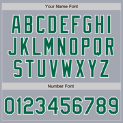 Custom Gray Kelly Green-White Bomber Varsity Letterman Zipper Jacket