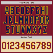 Custom Crimson Navy Gold-Cream Bomber Varsity Letterman Two Tone Zipper Jacket