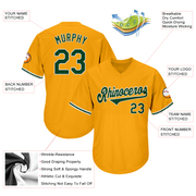 Custom Gold Green-White Authentic Throwback Rib-Knit Baseball Jersey Shirt