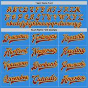 Custom Powder Blue Crimson-Gold Bomber Full-Snap Varsity Letterman Jacket