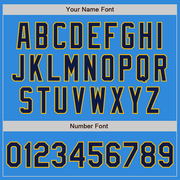 Custom Powder Blue Navy-Gold Bomber Full-Snap Varsity Letterman Jacket