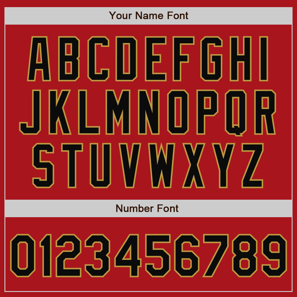 Custom Red Black-Old Gold Bomber Full-Snap Varsity Letterman Two Tone Jacket