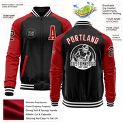 Custom Black Red-White Bomber Varsity Letterman Two Tone Zipper Jacket