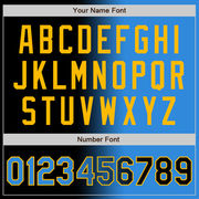 Custom Black Powder Blue-Gold Bomber Full-Snap Varsity Letterman Gradient Fashion Jacket