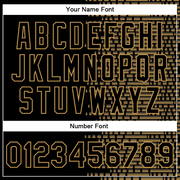 Custom Black Old Gold Halftone 3D Pattern Design Bomber Full-Snap Varsity Letterman Jacket