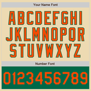 Custom Cream Orange Kelly Green-White Bomber Varsity Letterman Two Tone Zipper Jacket