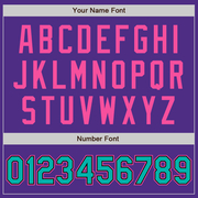 Custom Purple Aqua Black-Pink Bomber Full-Snap Varsity Letterman Jacket