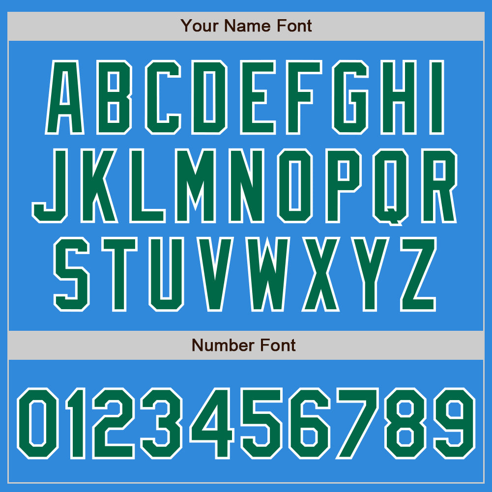 Custom Powder Blue Kelly Green-White Bomber Full-Snap Varsity Letterman Jacket