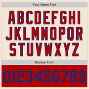 Custom Cream Royal Red-White Bomber Varsity Letterman Two Tone Zipper Jacket