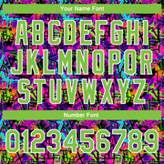 Custom Graffiti Pattern Neon Green-White 3D Bomber Full-Snap Varsity Letterman Jacket