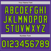 Custom Purple Neon Green-Black Bomber Full-Snap Varsity Letterman Jacket