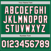 Custom Kelly Green White-Red Bomber Full-Snap Varsity Letterman Jacket