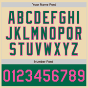 Custom Cream Pink-Kelly Green Bomber Varsity Letterman Two Tone Zipper Jacket